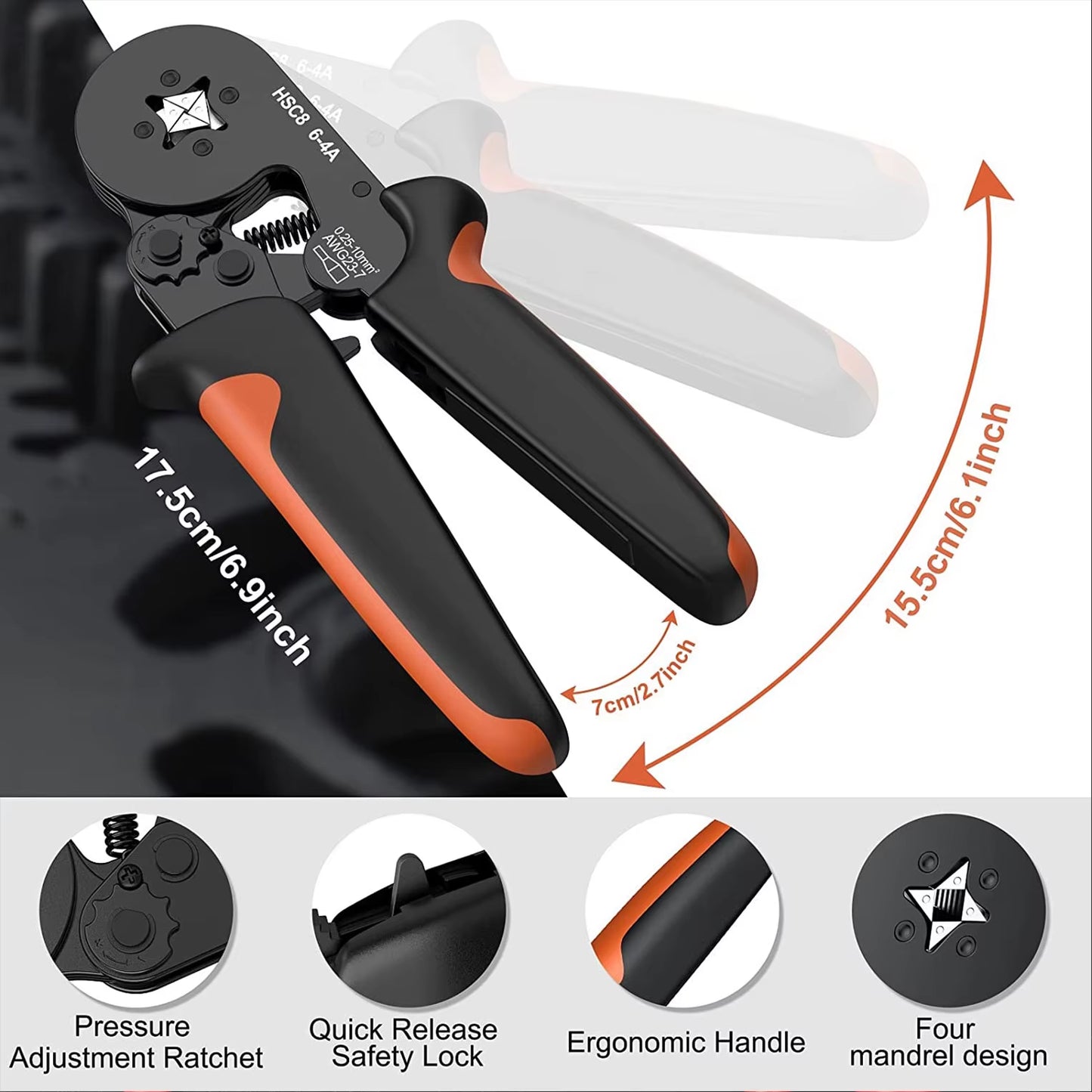 Crimping Pliers Kit Tubular Terminal Hsc8 6-4A Crimper Wire Mini Ferrule Crimper Hand Tools Household Electrical Kit Pliers Set