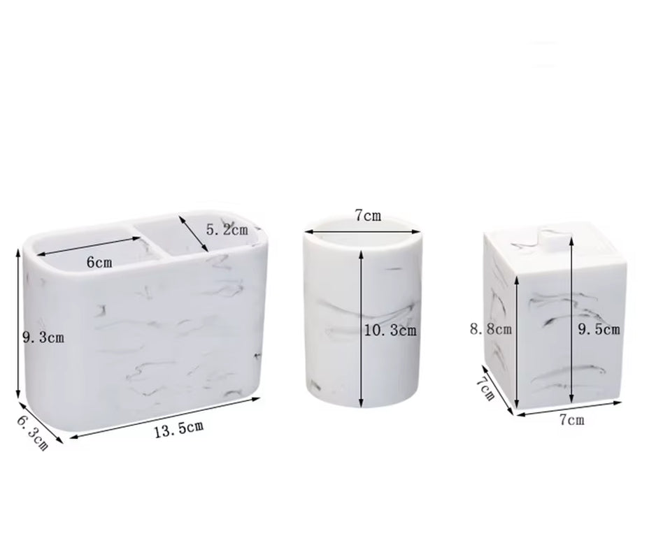 Imitation Marble Luxury Resin Bathroom Accessories Set Cotton Swab Box Storage Tray Toothpick Box Pumping Paper Box Toothbrush