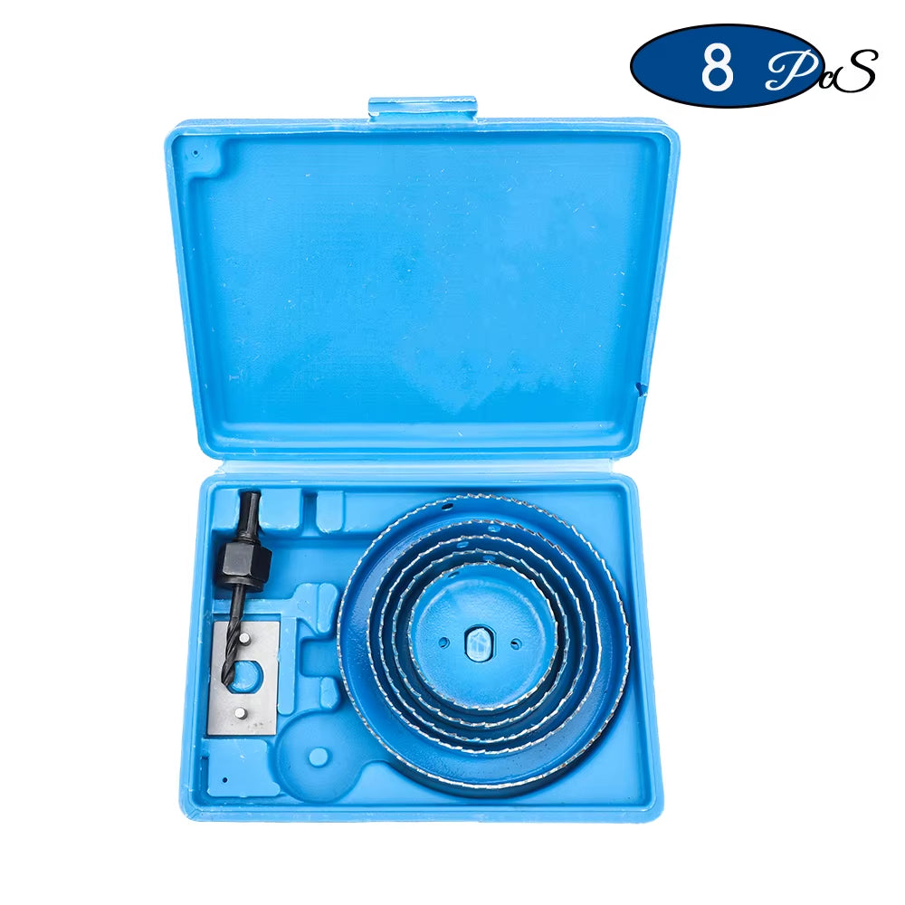 8/11/16Pcs Hole Saw Kit #50 Steel 19-127Mm Hole Cutter Drill Bit Tool Hole Saw Set for Wood Plastic Wood Cutter