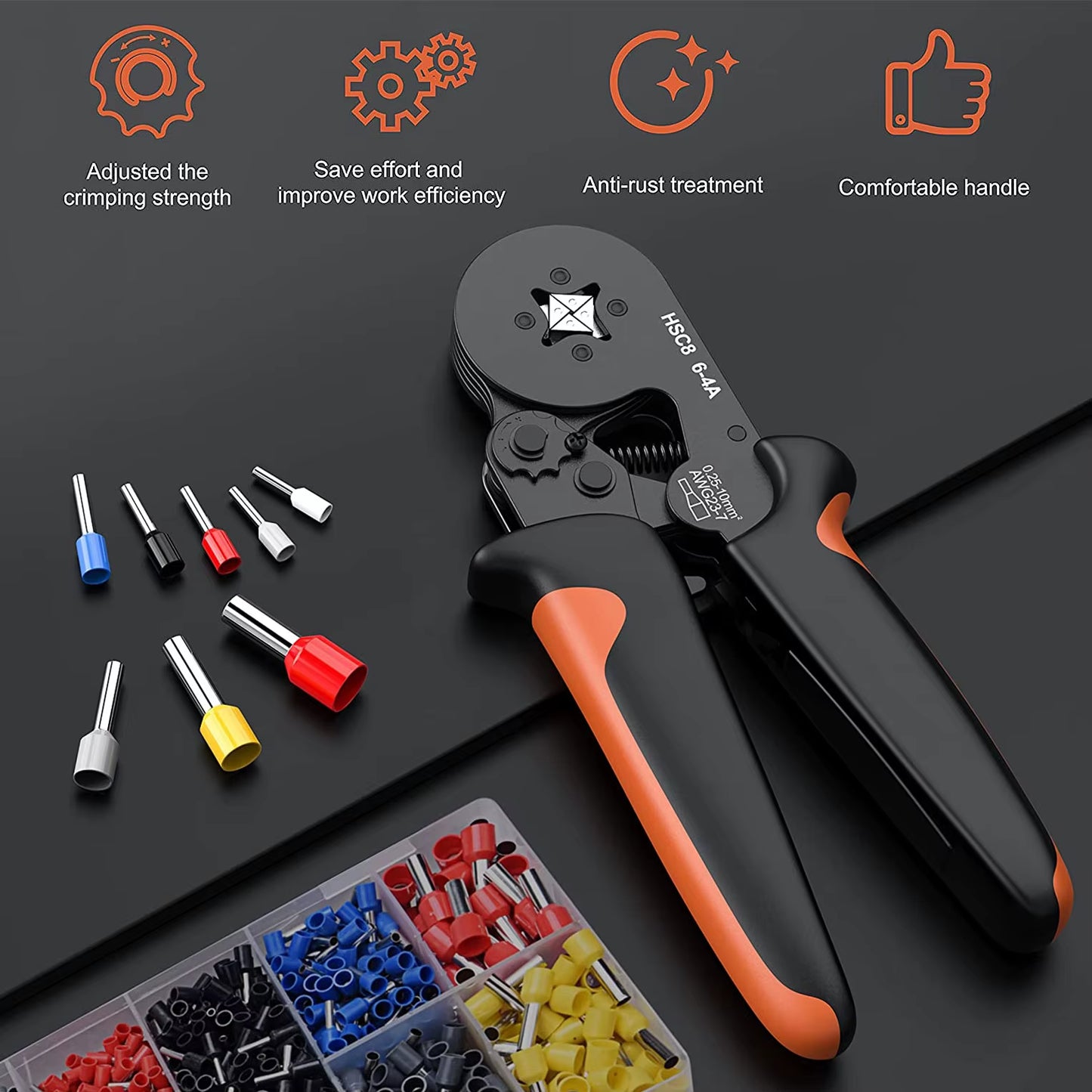 Crimping Pliers Kit Tubular Terminal Hsc8 6-4A Crimper Wire Mini Ferrule Crimper Hand Tools Household Electrical Kit Pliers Set