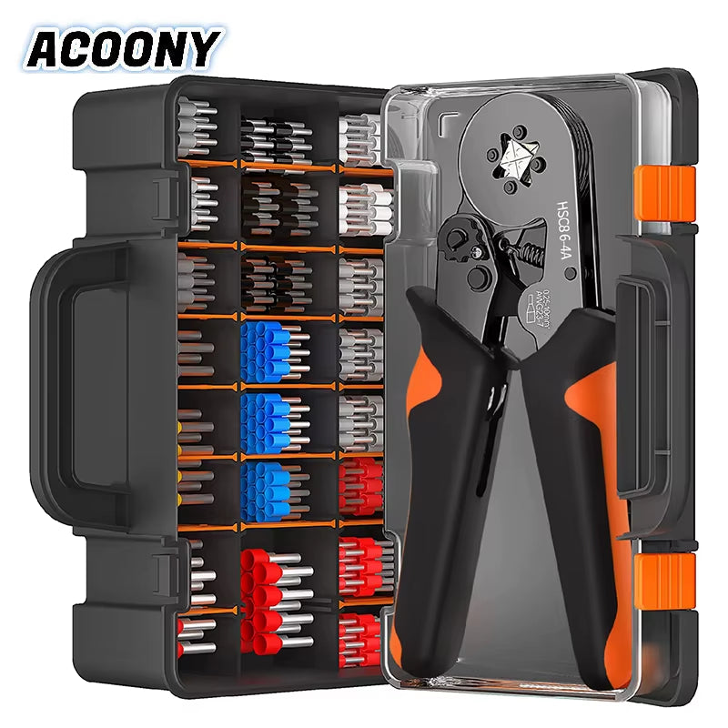 Crimping Pliers Kit Tubular Terminal Hsc8 6-4A Crimper Wire Mini Ferrule Crimper Hand Tools Household Electrical Kit Pliers Set
