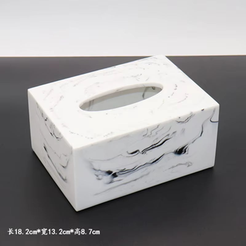 Imitation Marble Luxury Resin Bathroom Accessories Set Cotton Swab Box Storage Tray Toothpick Box Pumping Paper Box Toothbrush
