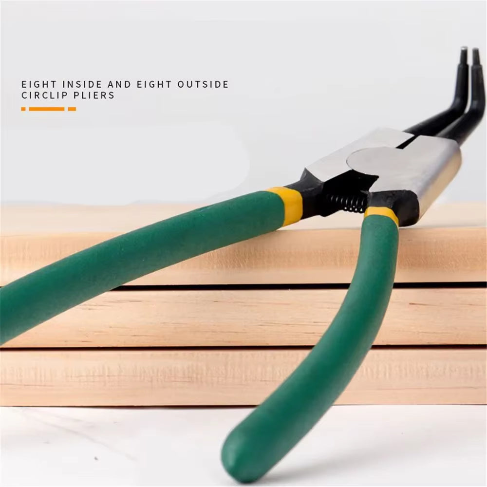 4Pcs Circlip Pliers Set with Storage Bag 7'' Long Nose Plier Staight Bent Plier Inner Outer Retaining Snap Ring Remover Tool