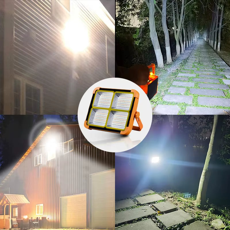 Solar Lights Outdoor Rechargeable Solar Flood Light LED Reflector Spotlight Rechargeable Projector Floodlight Construction Lamp