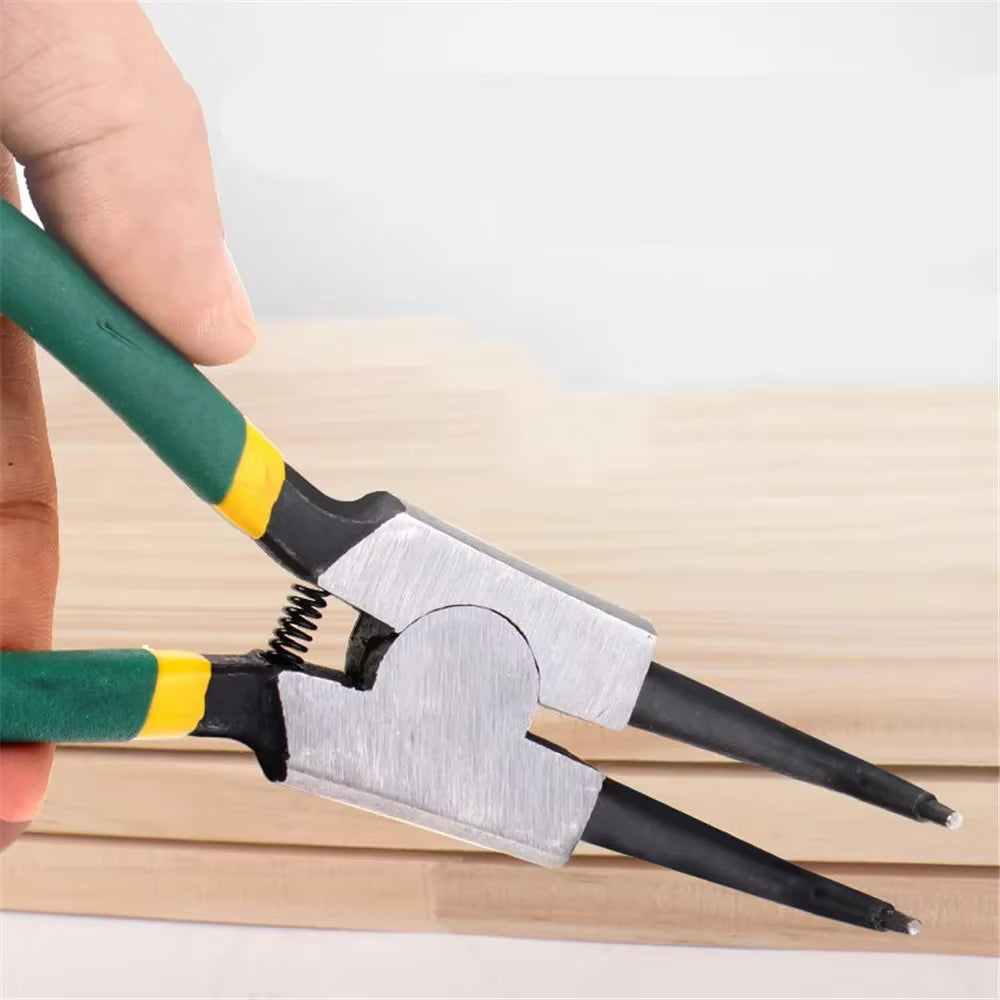 4Pcs Circlip Pliers Set with Storage Bag 7'' Long Nose Plier Staight Bent Plier Inner Outer Retaining Snap Ring Remover Tool