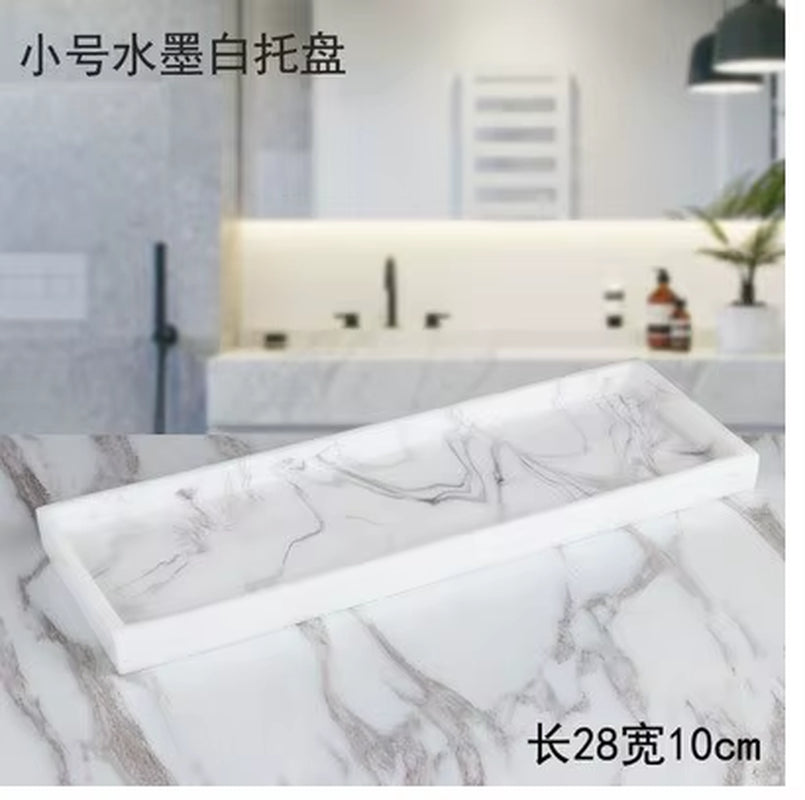 Imitation Marble Luxury Resin Bathroom Accessories Set Cotton Swab Box Storage Tray Toothpick Box Pumping Paper Box Toothbrush