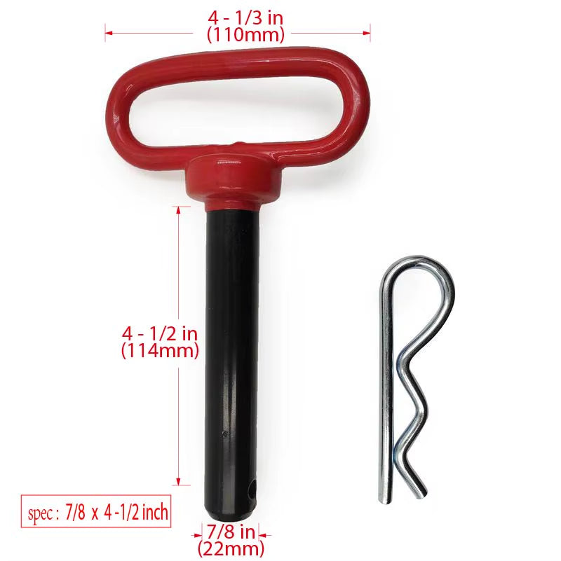 Trailer Tow Hitch Lock Pin with Rubber-Coated Handle, Red Head Hitch Pin,