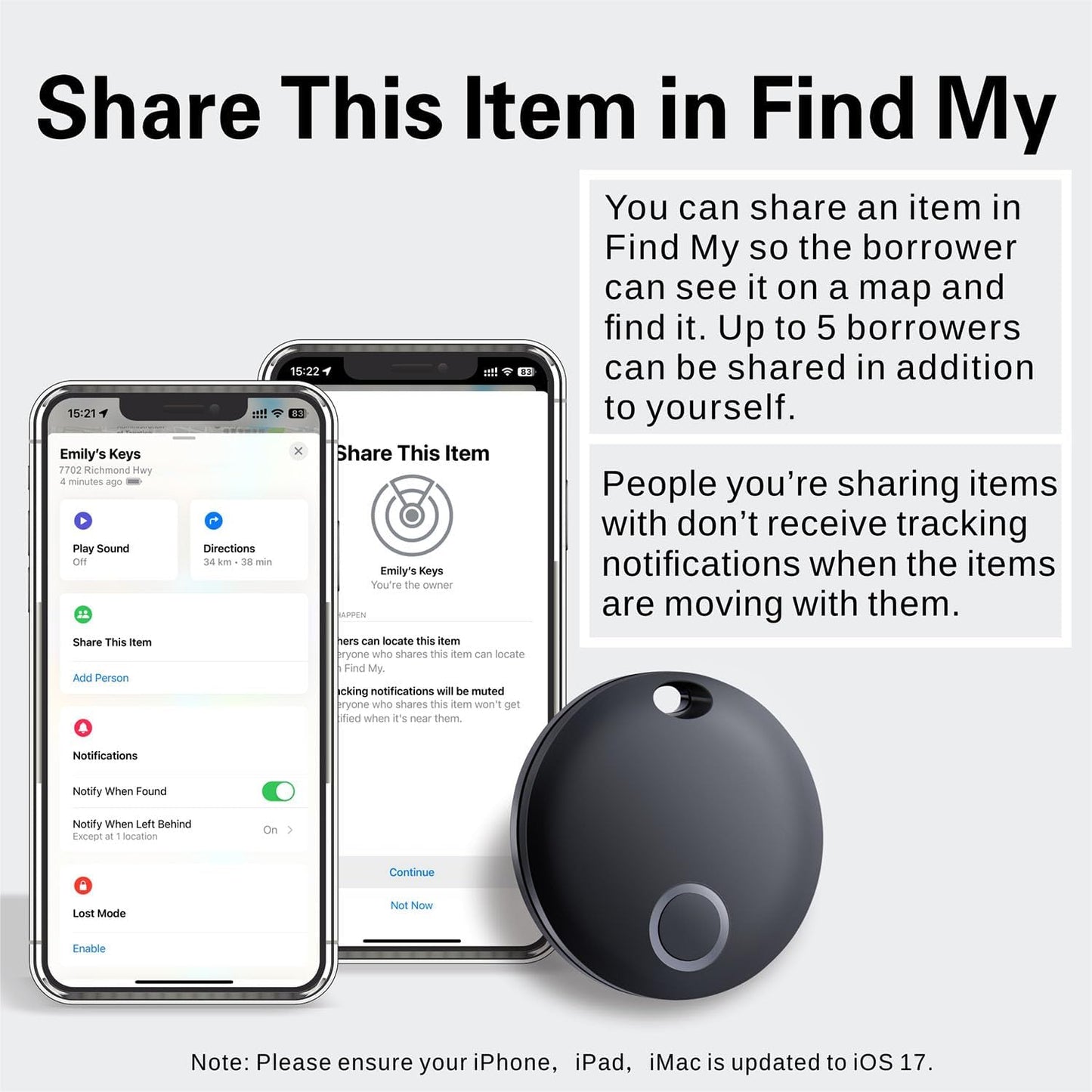 Smart Tag,Luggage Tracker Compatible with Apple Find My (Ios Only),Item Locator for Keys, Luggage,Suitcases, Wallet, IP67 Waterproof, 2 Pack