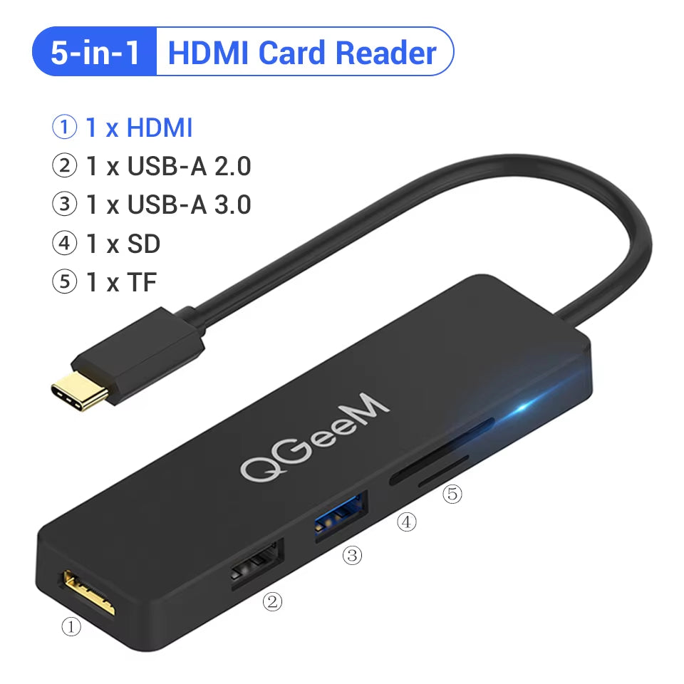8 in 1 USB C Hub for Macbook Pro USB Hub 3.0 Adapter PD HDMI RJ45 TF SD 3.5Mm Aux Type C Hub for Ipad Pro Splitter Dock