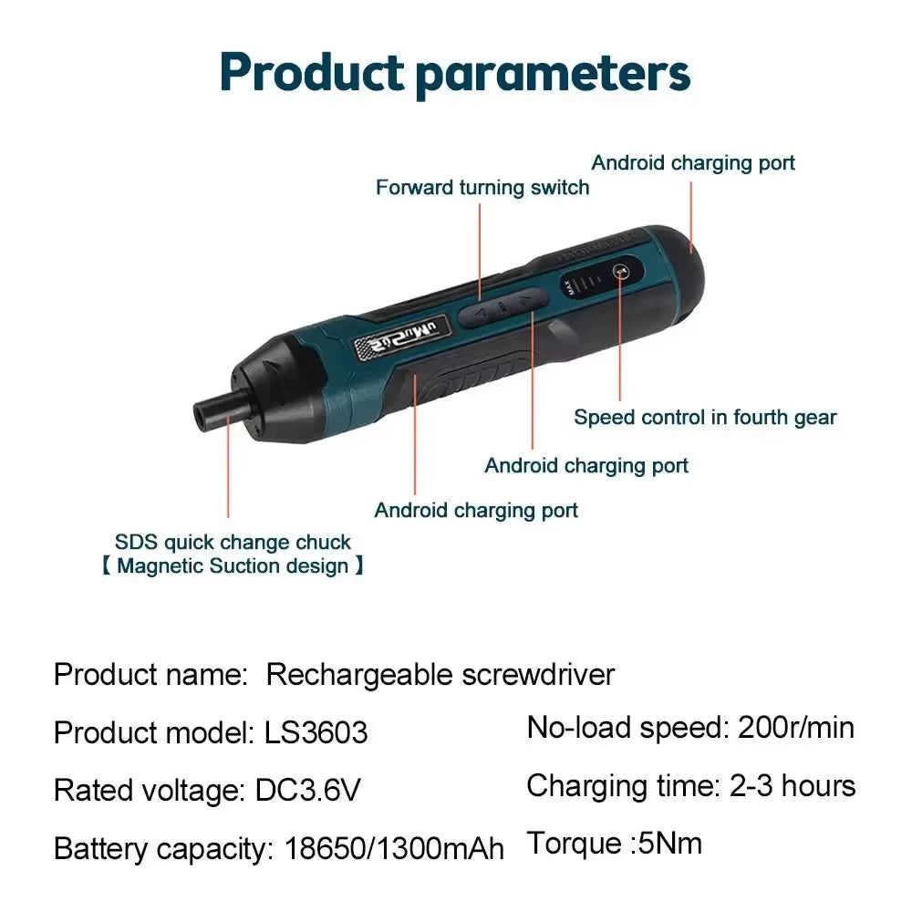 Mini Electric Screwdriver Set USB Rechargeable 1300Mah Adjustment Power Dril Multi-Function Disassembly Torque Repair Tools Kit
