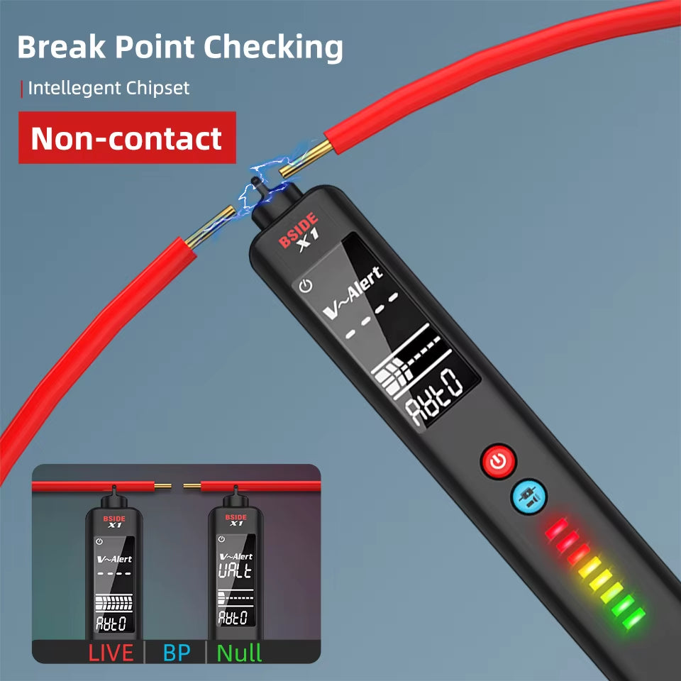 X1 Voltage Detector LCD 3-Line Display NCV Adjustable Sensitivity Dual Range AC Voltage Sensor Voltage Tester