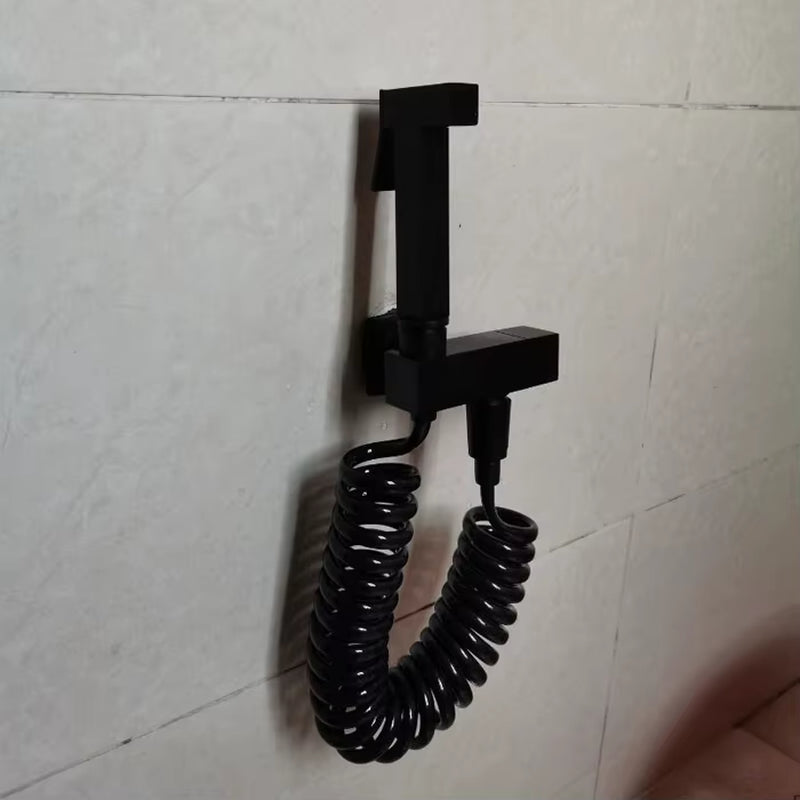 Toilet Bathroom Hand Held Black Bidet Spray Diaper Shower Sprayer Set Flow Brass Control Portable Shattaf Jet Douche Kit Black