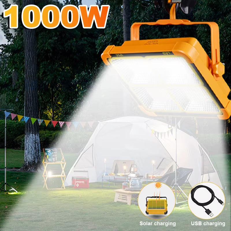 Solar Lights Outdoor Rechargeable Solar Flood Light LED Reflector Spotlight Rechargeable Projector Floodlight Construction Lamp
