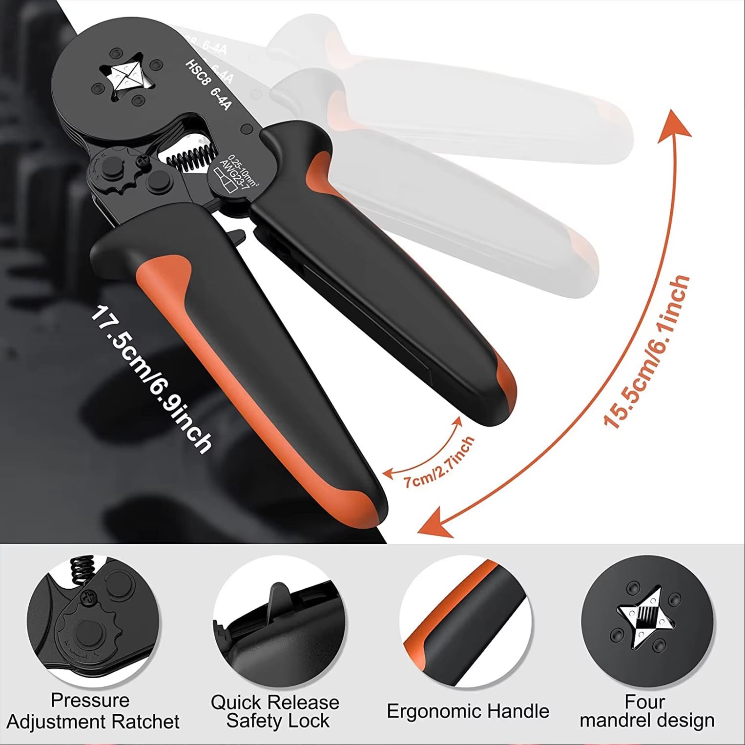 Crimping Pliers Kit Tubular Terminal Hsc8 6-4A Crimper Wire Mini Ferrule Crimper Hand Tools Household Electrical Kit Pliers Set