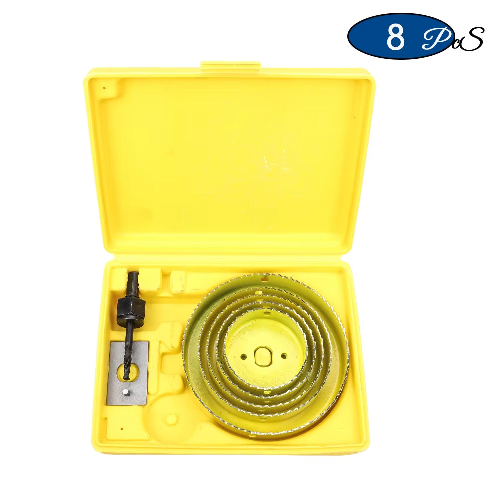 8/11/16Pcs Hole Saw Kit #50 Steel 19-127Mm Hole Cutter Drill Bit Tool Hole Saw Set for Wood Plastic Wood Cutter