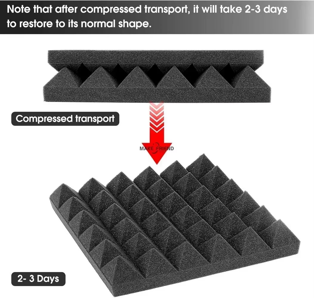 12/24Pack 30X30X5Cm Pyramid Acoustic Foam Sound Proof Absorption Insulation Treatment Panel Soundproofing Pad Wall Panels