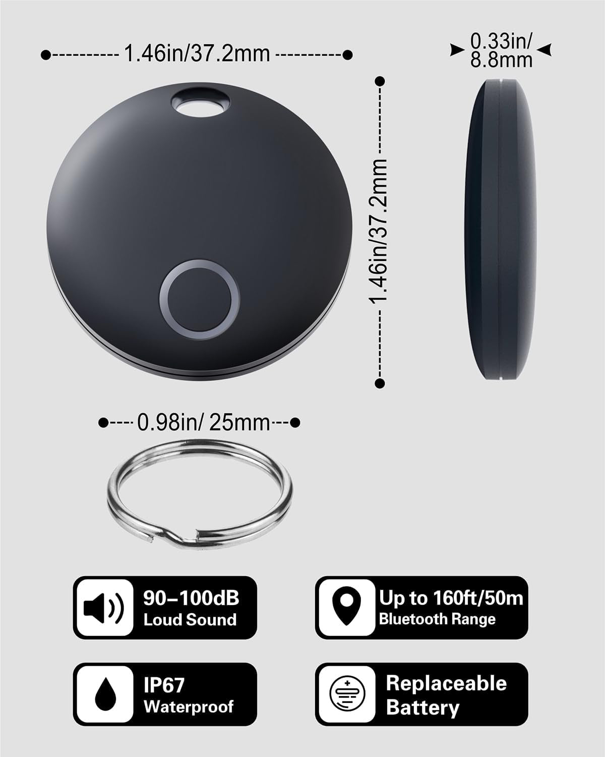 Smart Tag,Luggage Tracker Compatible with Apple Find My (Ios Only),Item Locator for Keys, Luggage,Suitcases, Wallet, IP67 Waterproof, 2 Pack