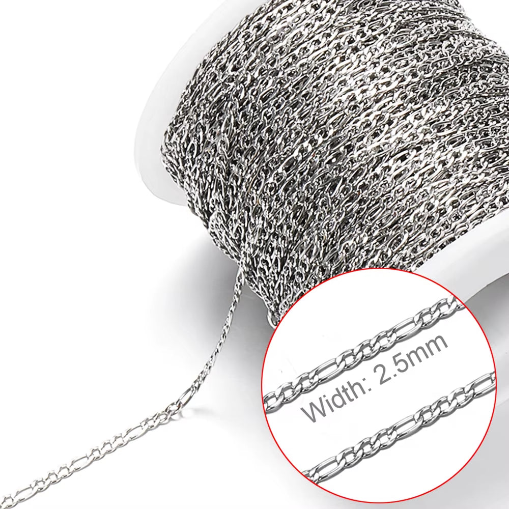 No Fade 2Meters Stainless Steel Chains for Jewelry Making DIY Necklace Bracelet Accessories Gold Chain Lips Beads Beaded Chain