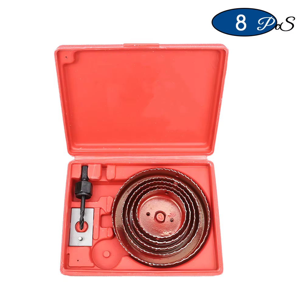 8/11/16Pcs Hole Saw Kit #50 Steel 19-127Mm Hole Cutter Drill Bit Tool Hole Saw Set for Wood Plastic Wood Cutter