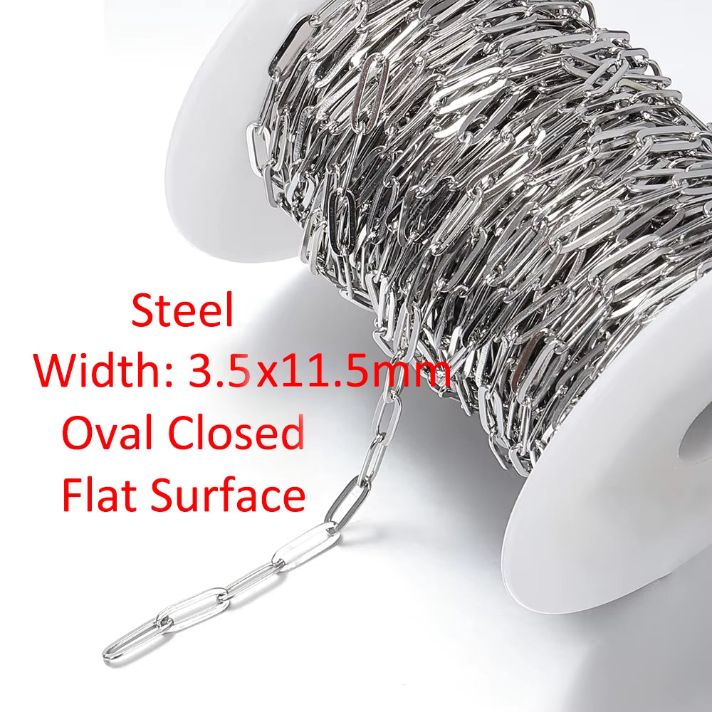 No Fade 2Meters Stainless Steel Chains for Jewelry Making DIY Necklace Bracelet Accessories Gold Chain Lips Beads Beaded Chain