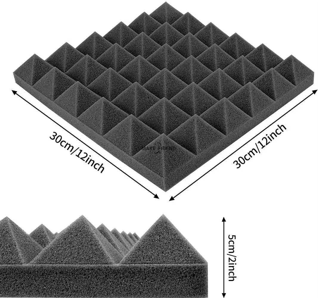 12/24Pack 30X30X5Cm Pyramid Acoustic Foam Sound Proof Absorption Insulation Treatment Panel Soundproofing Pad Wall Panels
