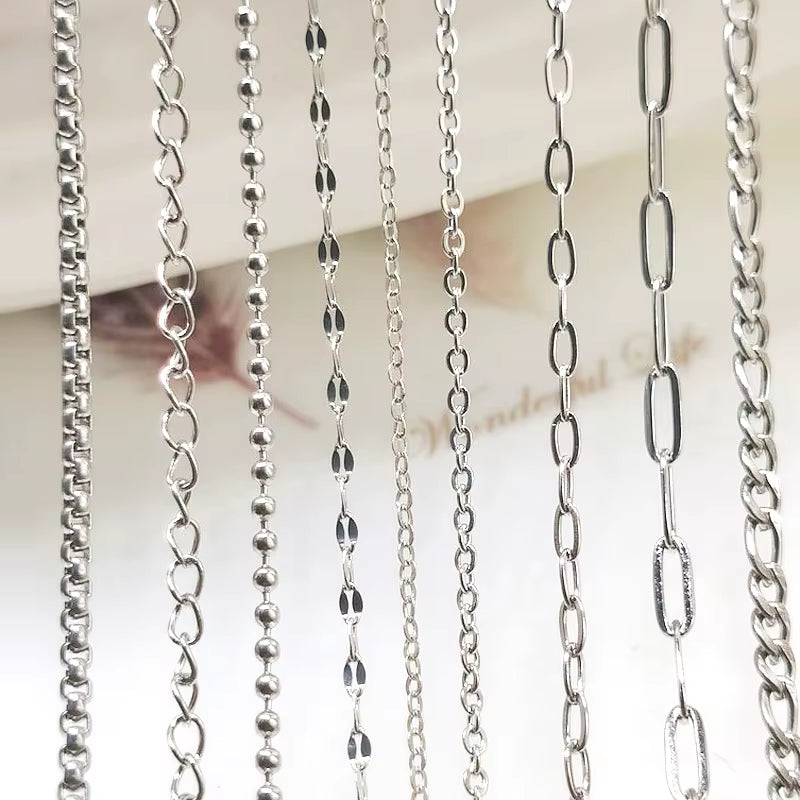 No Fade 2Meters Stainless Steel Chains for Jewelry Making DIY Necklace Bracelet Accessories Gold Chain Lips Beads Beaded Chain