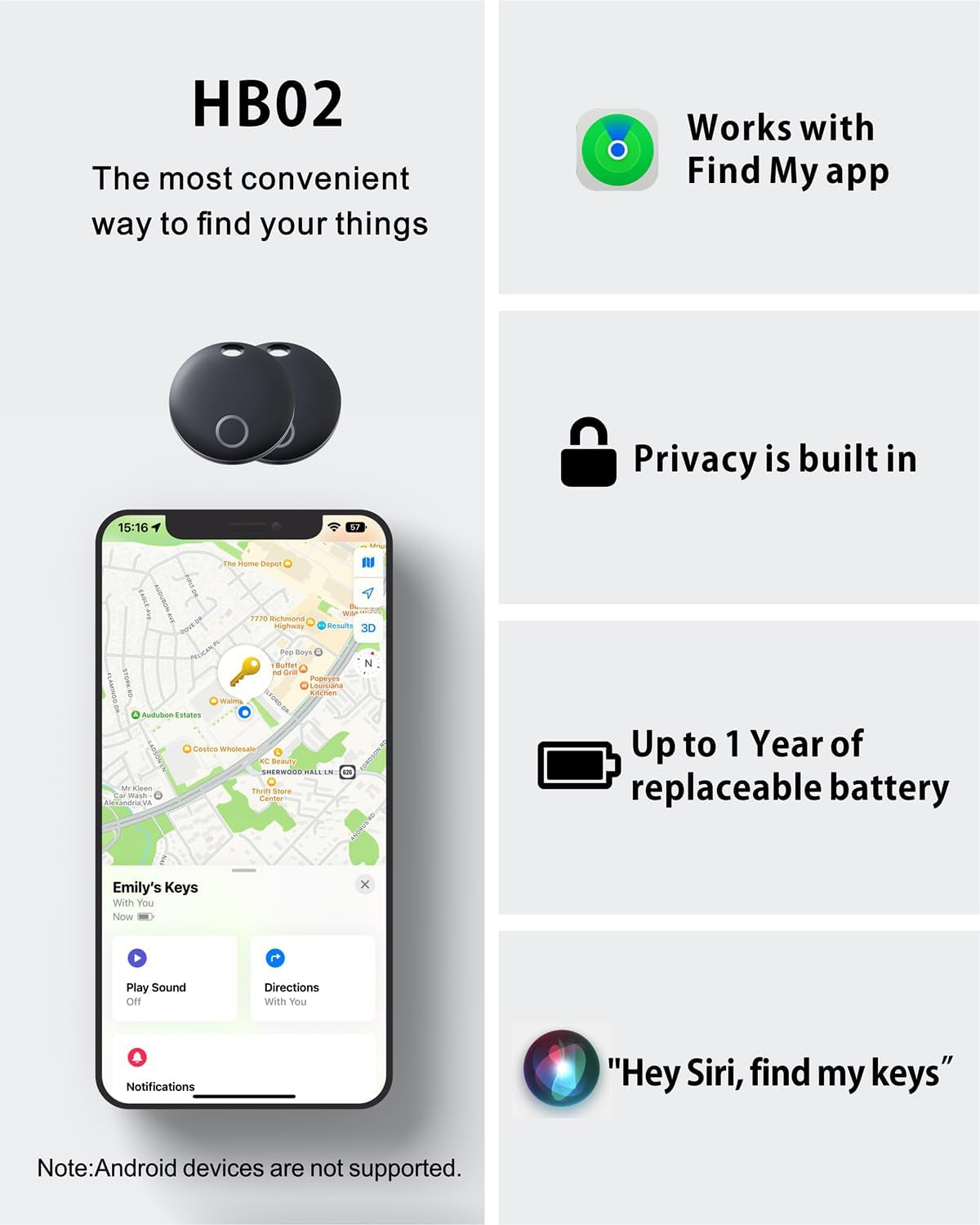 Smart Tag,Luggage Tracker Compatible with Apple Find My (Ios Only),Item Locator for Keys, Luggage,Suitcases, Wallet, IP67 Waterproof, 2 Pack