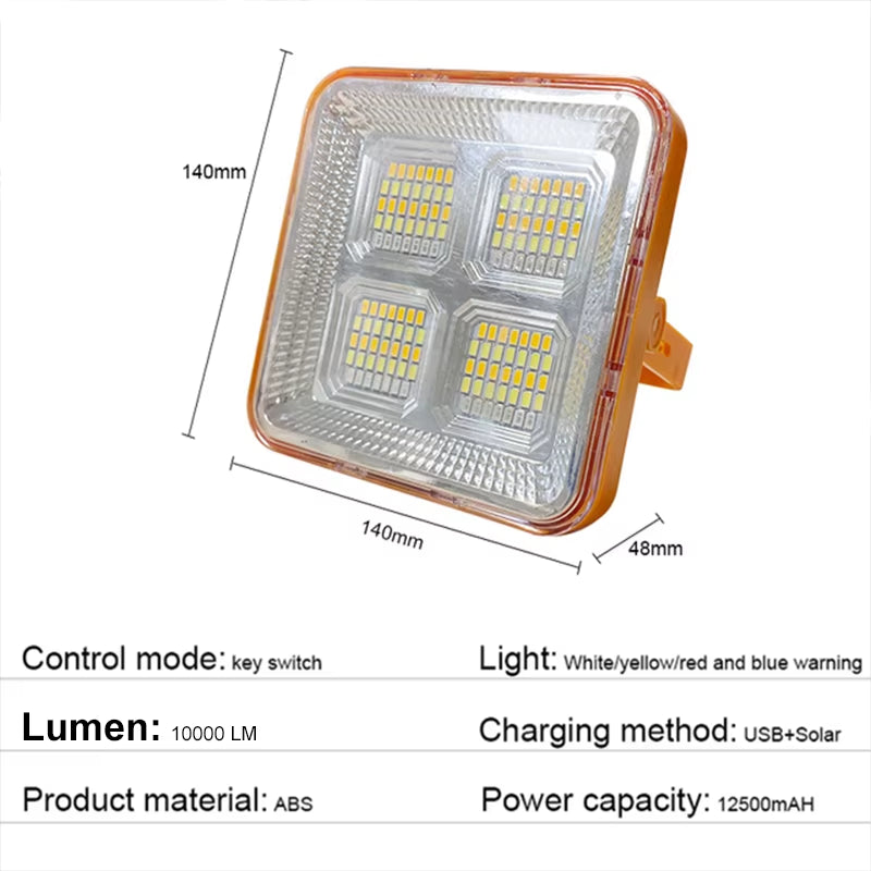 Solar Lights Outdoor Rechargeable Solar Flood Light LED Reflector Spotlight Rechargeable Projector Floodlight Construction Lamp