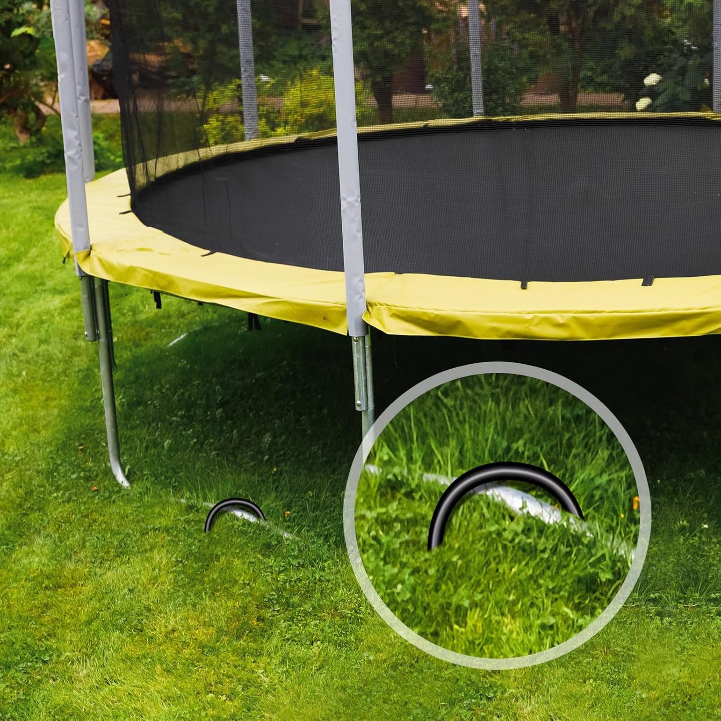 Trampoline Stakes U Shaped Anchors Heavy Duty Metal - Long Trampolines Ground Wind Stakes for Soccer Goals, Camping Tents, Garden Decoration (Black-8Pcs)