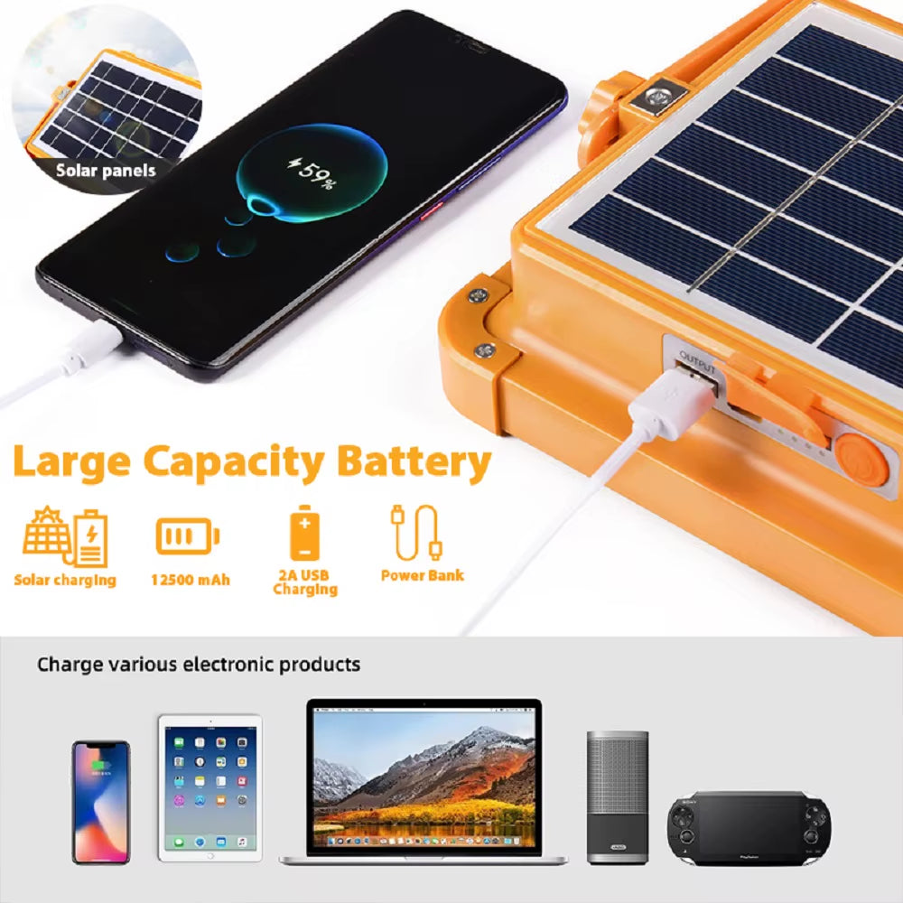 Solar Lights Outdoor Rechargeable Solar Flood Light LED Reflector Spotlight Rechargeable Projector Floodlight Construction Lamp
