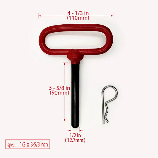 Trailer Tow Hitch Lock Pin with Rubber-Coated Handle, Red Head Hitch Pin,