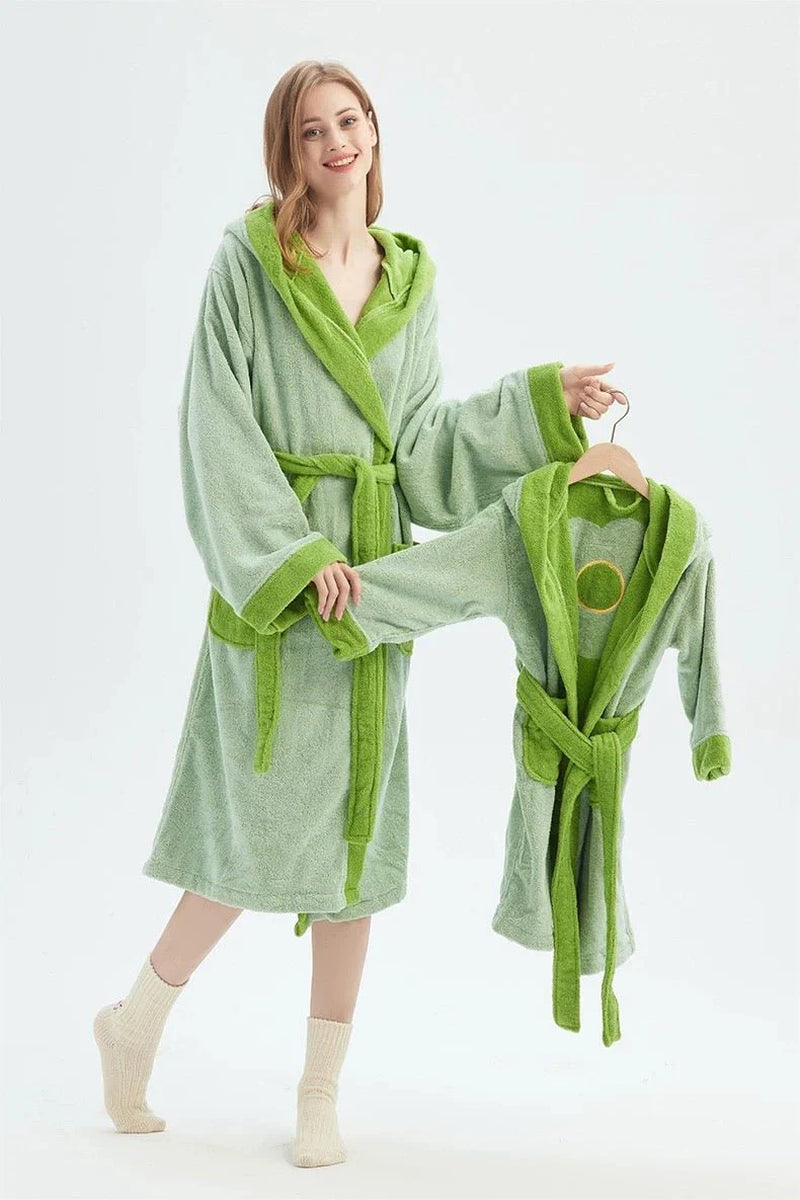 Whimsical Ultra Soft Sunflower Hooded Bathrobe - 100% Organic Long-Stapled Cotton