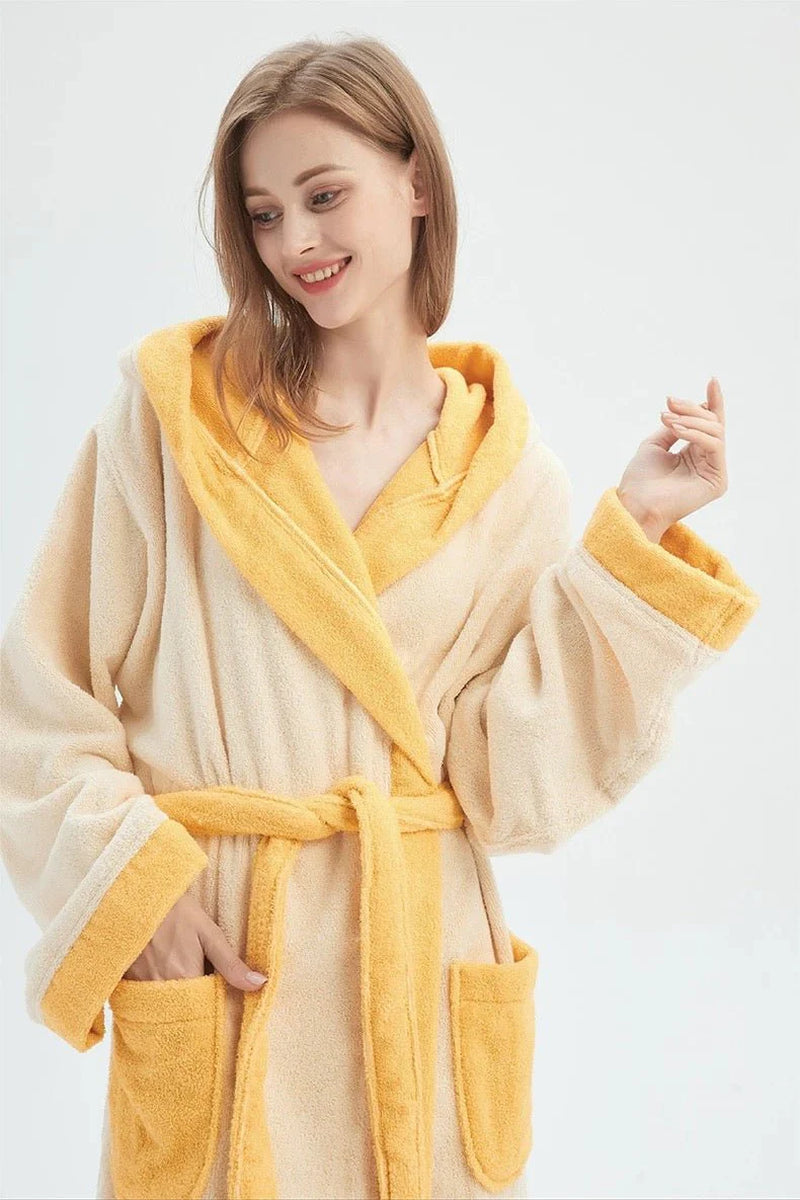 Whimsical Ultra Soft Sunflower Hooded Bathrobe - 100% Organic Long-Stapled Cotton
