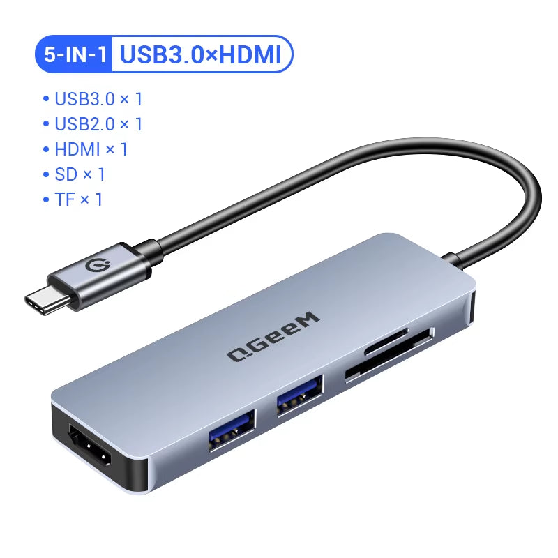 8 in 1 USB C Hub for Macbook Pro USB Hub 3.0 Adapter PD HDMI RJ45 TF SD 3.5Mm Aux Type C Hub for Ipad Pro Splitter Dock