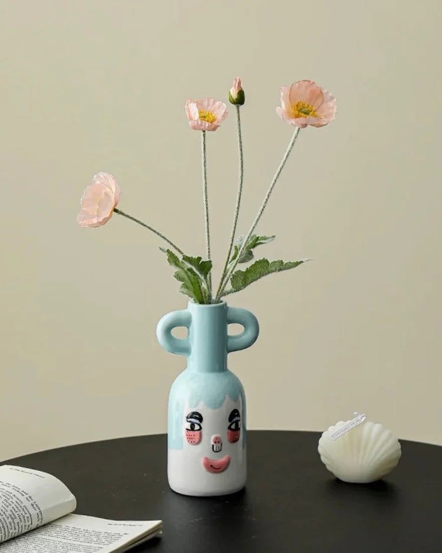 Hand-Painted Whimsical Quirky Cute Dual-Handle Vases