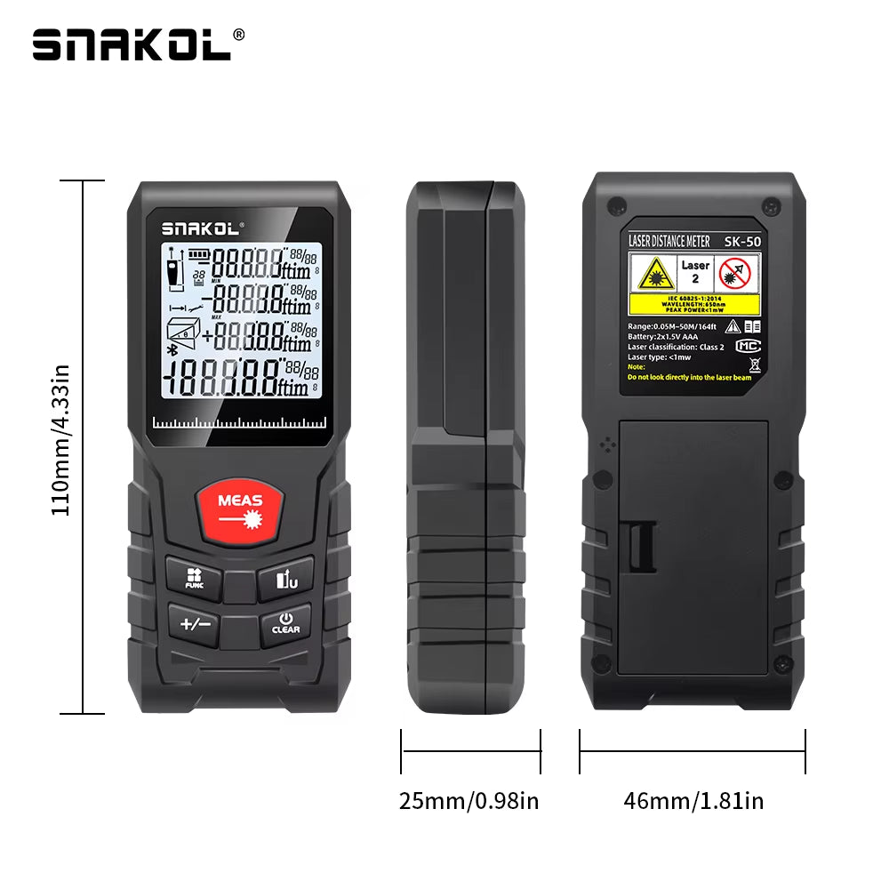 Laser Distance Meter 50M 70M 100M 120M Rangefinder Profesional Range Finder Digital Tape Measure Ruler Test Tools