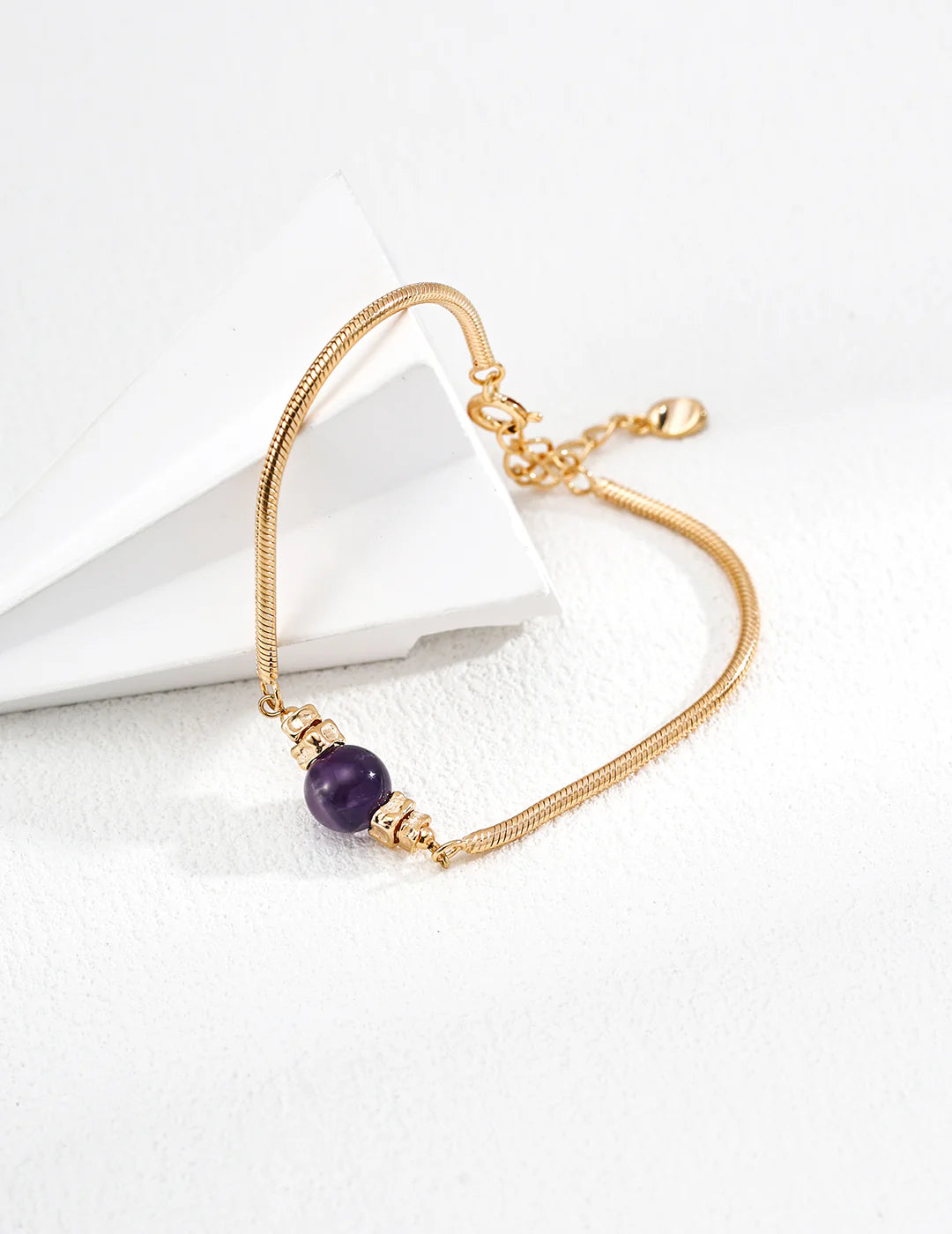 Gold Snake Chain Amethyst Bracelet