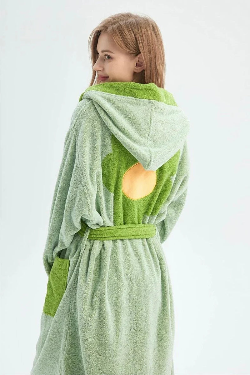 Whimsical Ultra Soft Sunflower Hooded Bathrobe - 100% Organic Long-Stapled Cotton