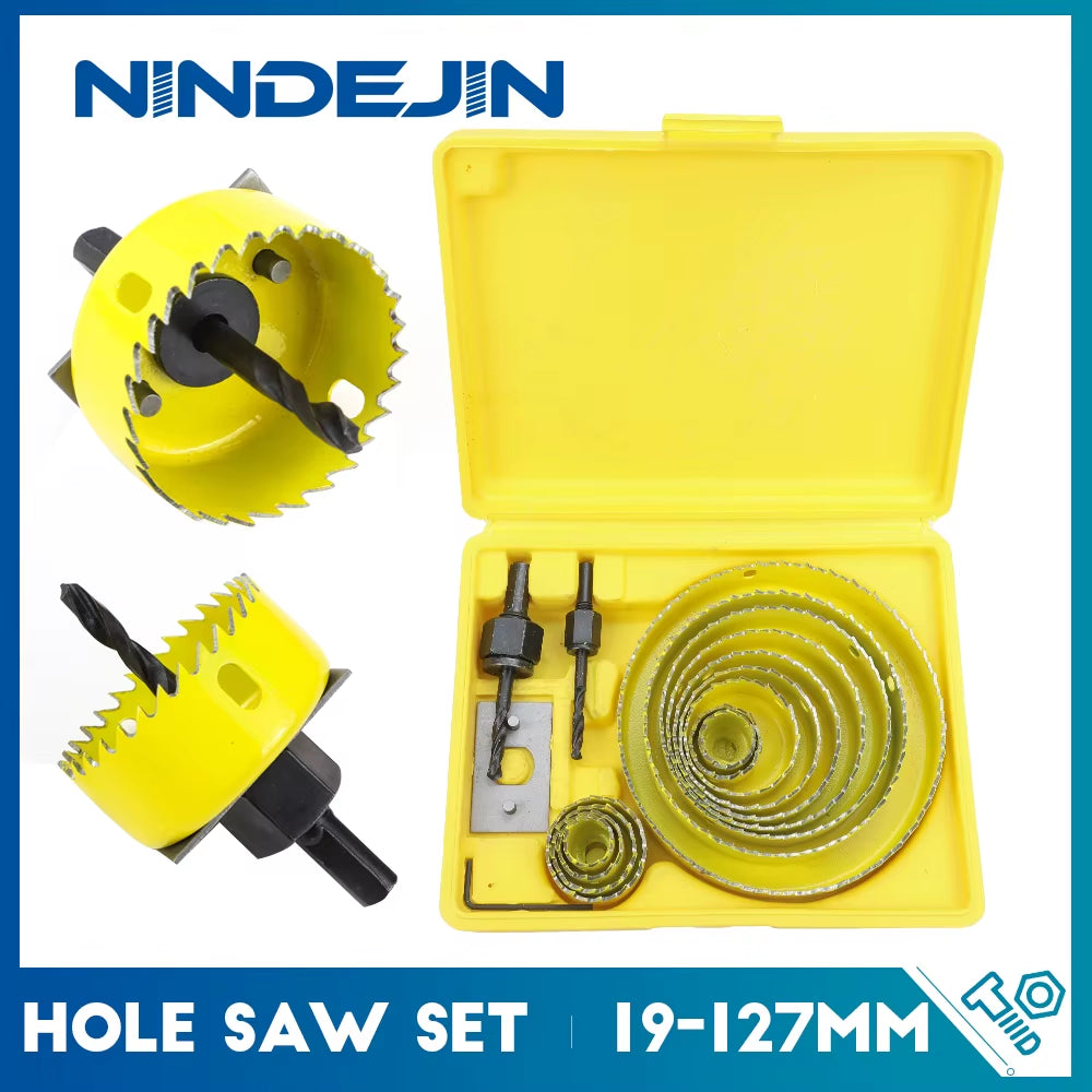 8/11/16Pcs Hole Saw Kit #50 Steel 19-127Mm Hole Cutter Drill Bit Tool Hole Saw Set for Wood Plastic Wood Cutter