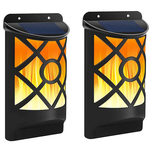 Outdoor Solar Wall Light LED Flickering Flame Dusk to Dawn Garden Patio Deck