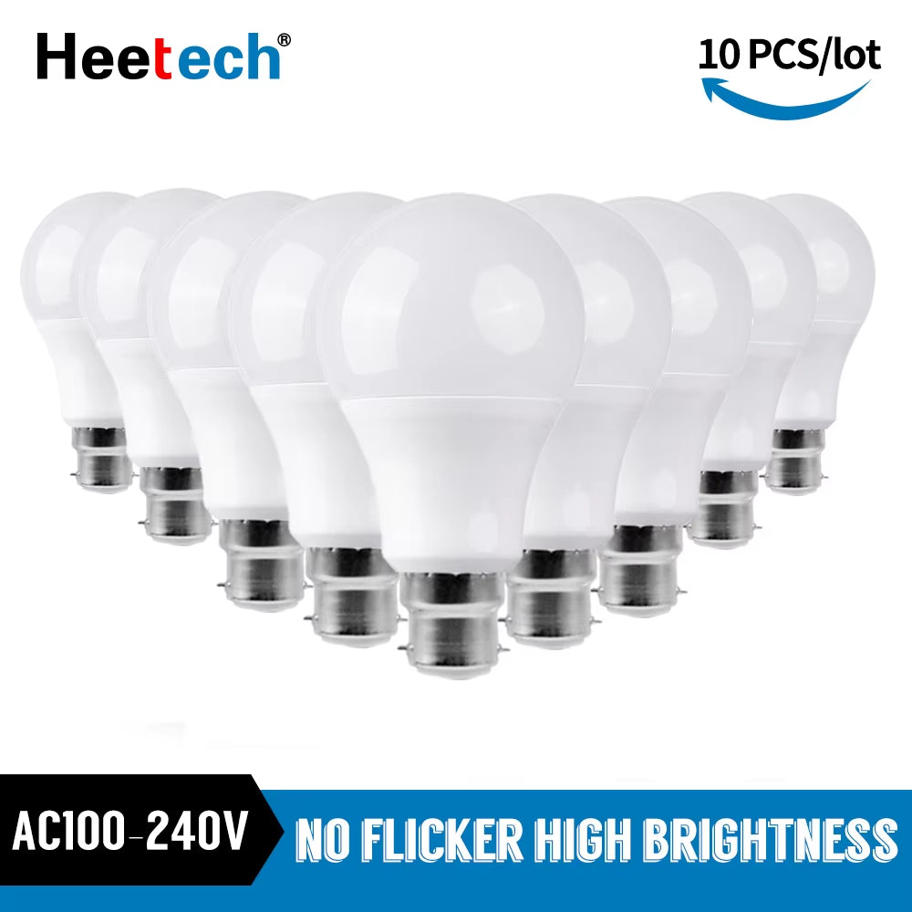 10Pcs/Lot LED B22 Bulb Lamp Bayonet Lampada Light 110V 220V 240V 3W 5W 7W 9W 12W 15W 18W 25W Cold White Warm White Lighting