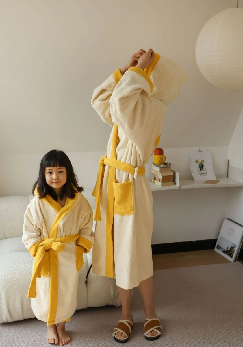 Whimsical Ultra Soft Sunflower Hooded Bathrobe - 100% Organic Long-Stapled Cotton