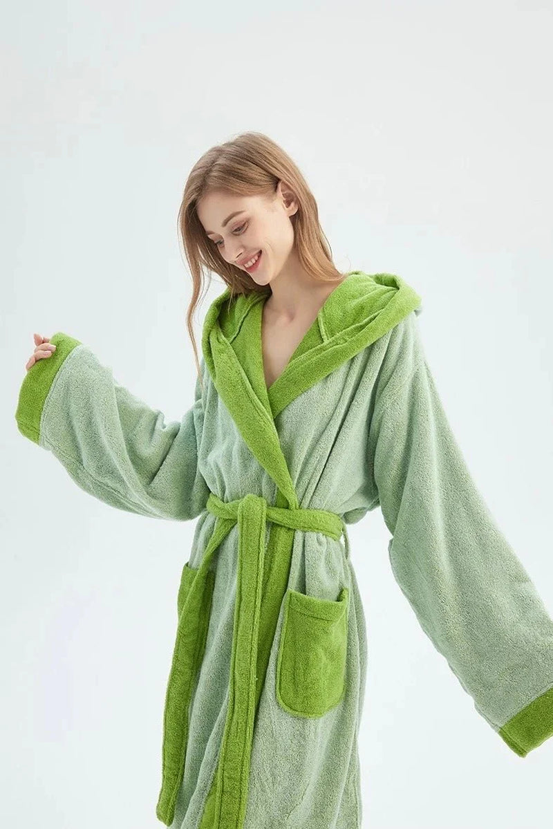 Whimsical Ultra Soft Sunflower Hooded Bathrobe - 100% Organic Long-Stapled Cotton